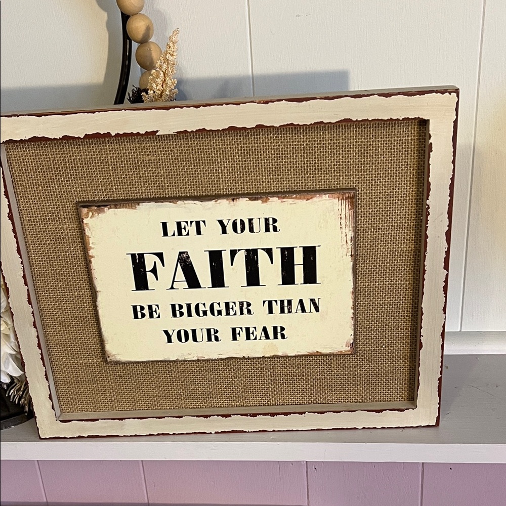 Francesca's Collections 14x11 Inspirational Faith Wall Art - Cream and Brown